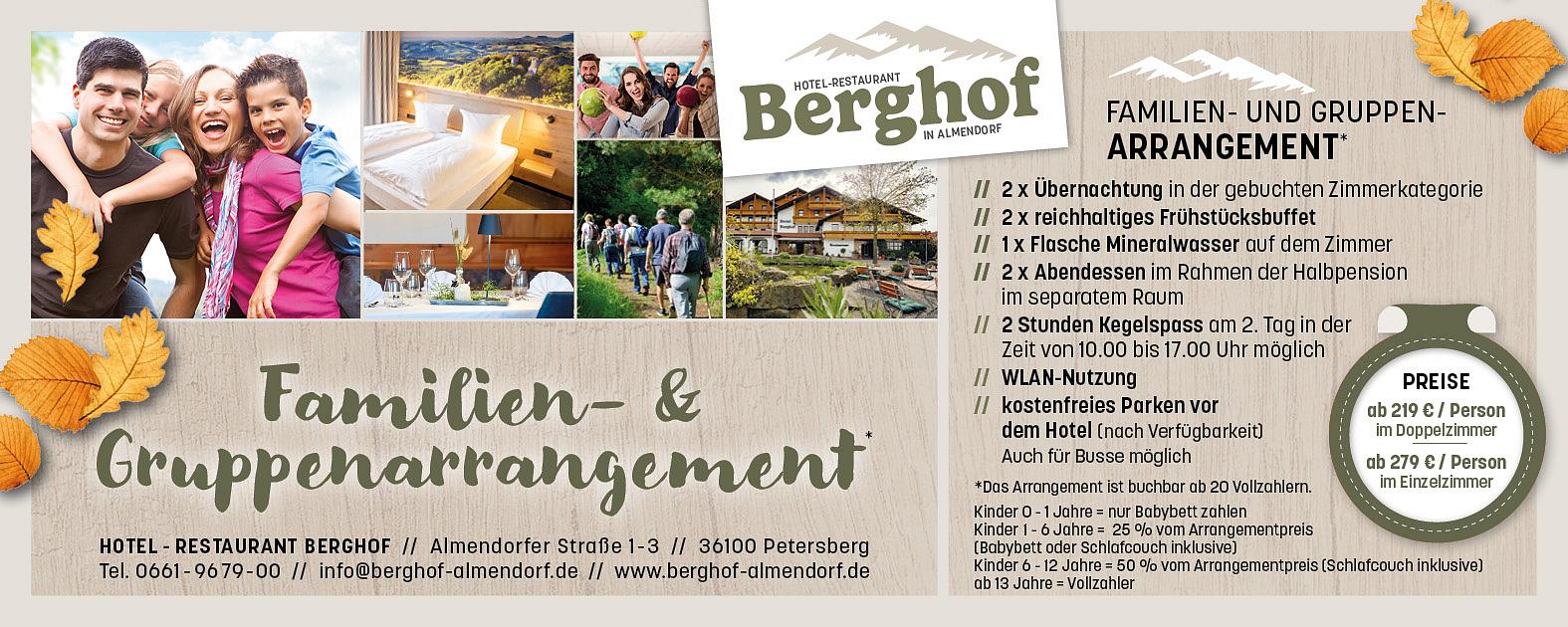 Familien und Gruppen Arrangement im Berghof Fulda